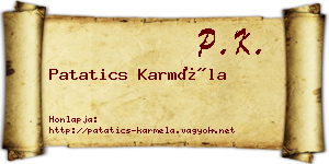 Patatics Karméla névjegykártya